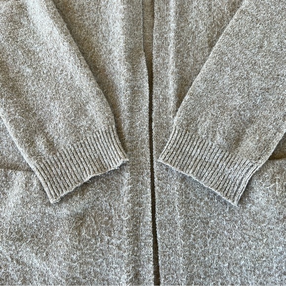 Nap Loungewear Relaxed Fit Long Cardigan Beige Open Front Pockets Cozy Warm Smll - Picture 8 of 15